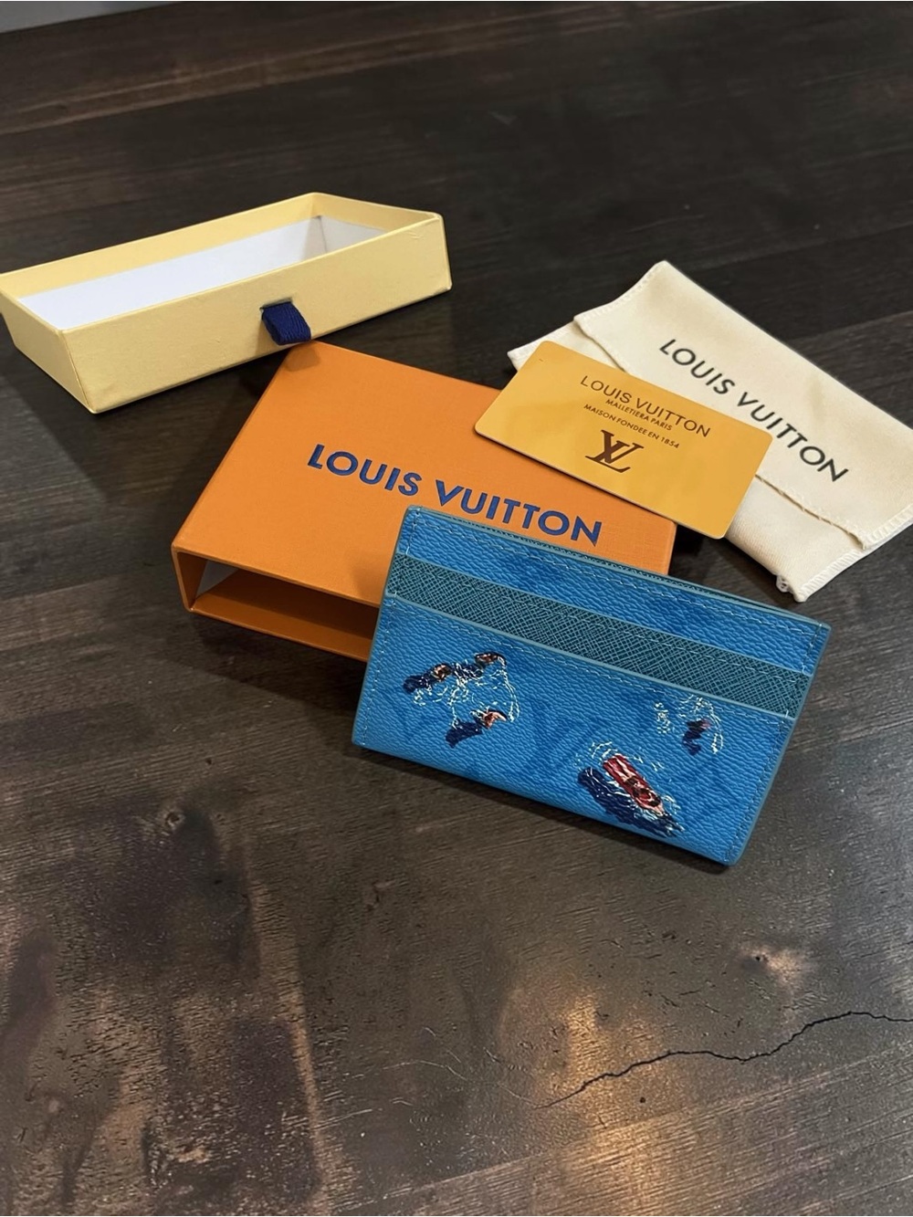 Pre-Owned Louis Vuitton Pool Blue Monogram Heritage Card Holder